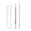 Stainless Steel Double Loop Pimple Extractor Tweezers Set for Blackhead and Acne Removal.