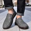 New 2026 Handmade Leather Men Shoes Design Fashion Sneakers Slip On Loafers Summer Mesh Breathable Casual Shoes Men Driving Flat