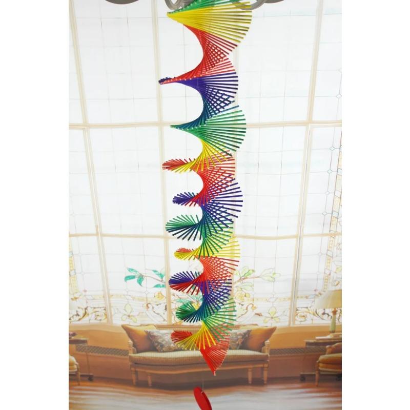 Colorful Wood Wind Chimes Rainbow Wind Spinner Mobile Chime Lawn Wind Spiral Party Home Decor Garden Ornament Decor DIY Pendant