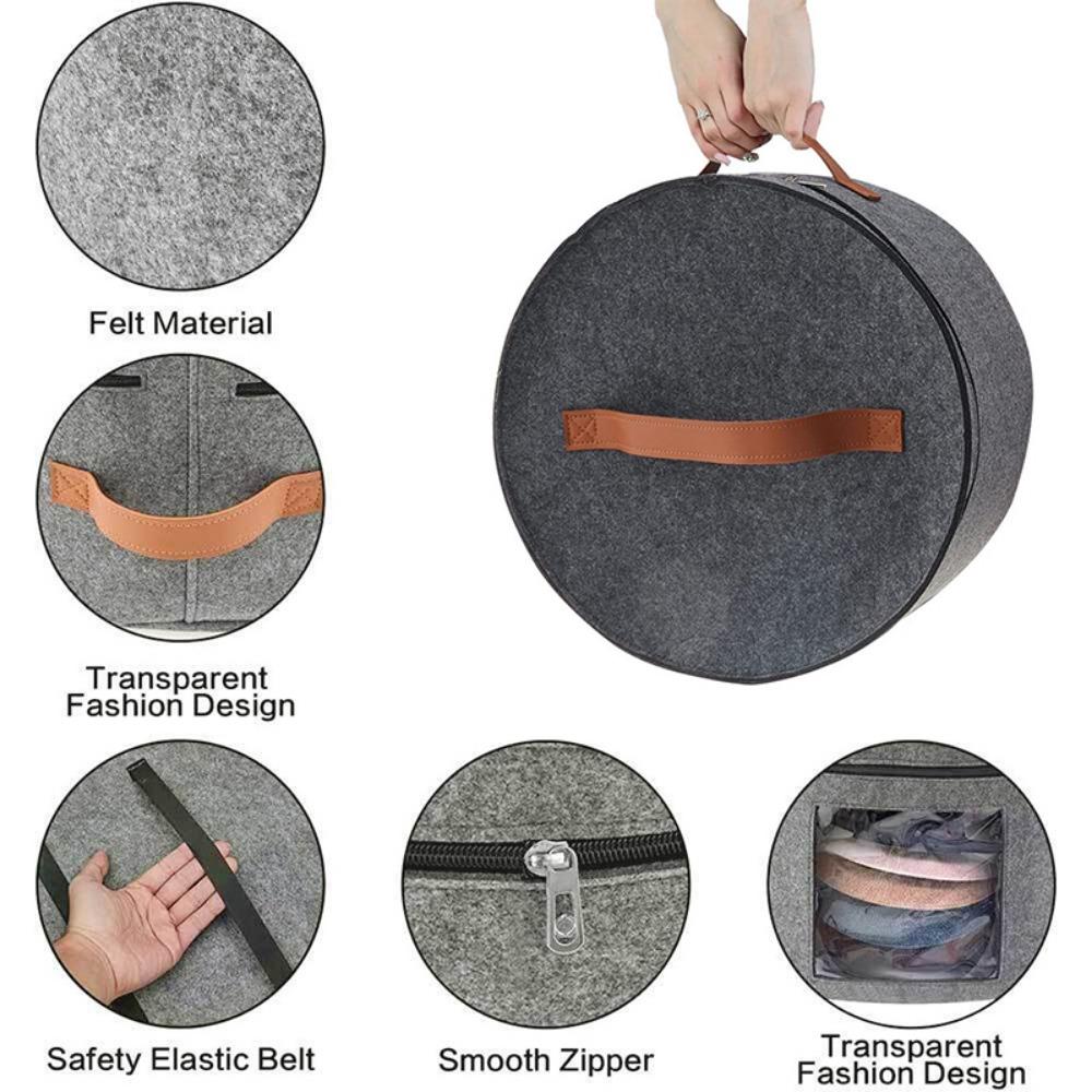Felt Material Hat Storage Box Portable Clothes Scarf Children's Toys Dustproof Storage Case Foldable Organizer for Home Travel