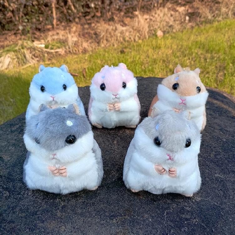 Lovely Hamster Cartoon Plush Toy for Kids Keychain Hamster Cartoon Furry Soft Charm Stuffed Hamster Toy