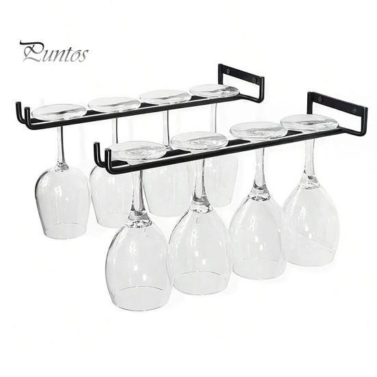 Wall Mounted Cup Storage Wine Glass Holder, Hanging Stemware Racks, Holder Modern Glassware Display Hangers Under Cabinet, Wire Racks for Bar Kitchen