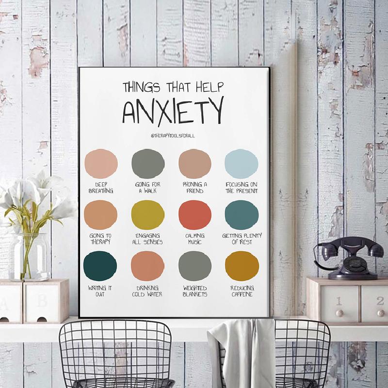 Angst Aquarell Psychologe Geschenk Psychologische Selbsthilfe Wandkunst Leinwand Malerei Poster und Drucke Bilder Klinik Dekor