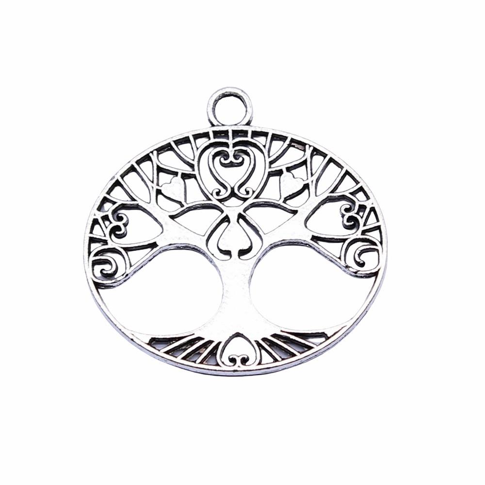 

10шт Подвески Древо Жизни Подвески Античное Серебро Цвет Цинковый Сплав 23X24мм