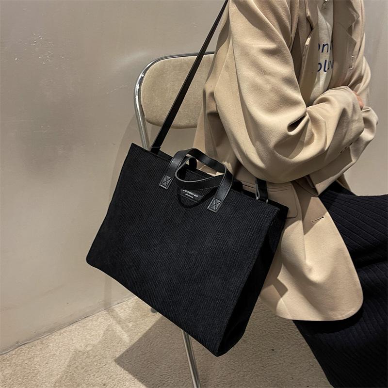 Casual Tote Soft Corduroy Satchel Shoulder Bags For Women Ladies Large Capactiy Office Handbags Shopping Crossbody Bag ARI
