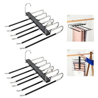 VorsiPro Trouser 6 Vertical and Horizontal Stainless Easy To for Towel Towel Hanger, Tiers, 2-Pack, Use, Non-Slip, Wrinkle-Resistant, Steel,
