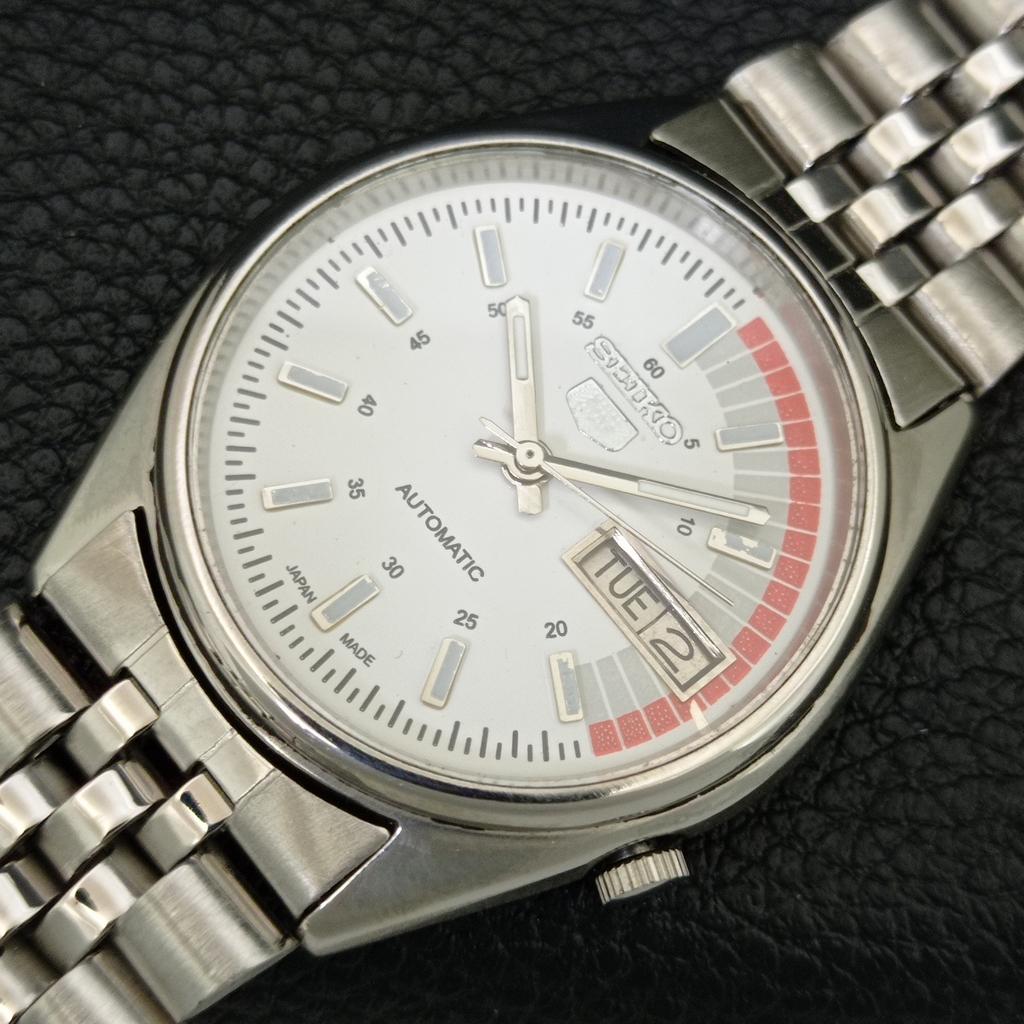GENUINE VINTAGE SEIKO 5 AUTOMATIC 7009A JAPAN MENS WHITE DIAL WATCH A708731-1