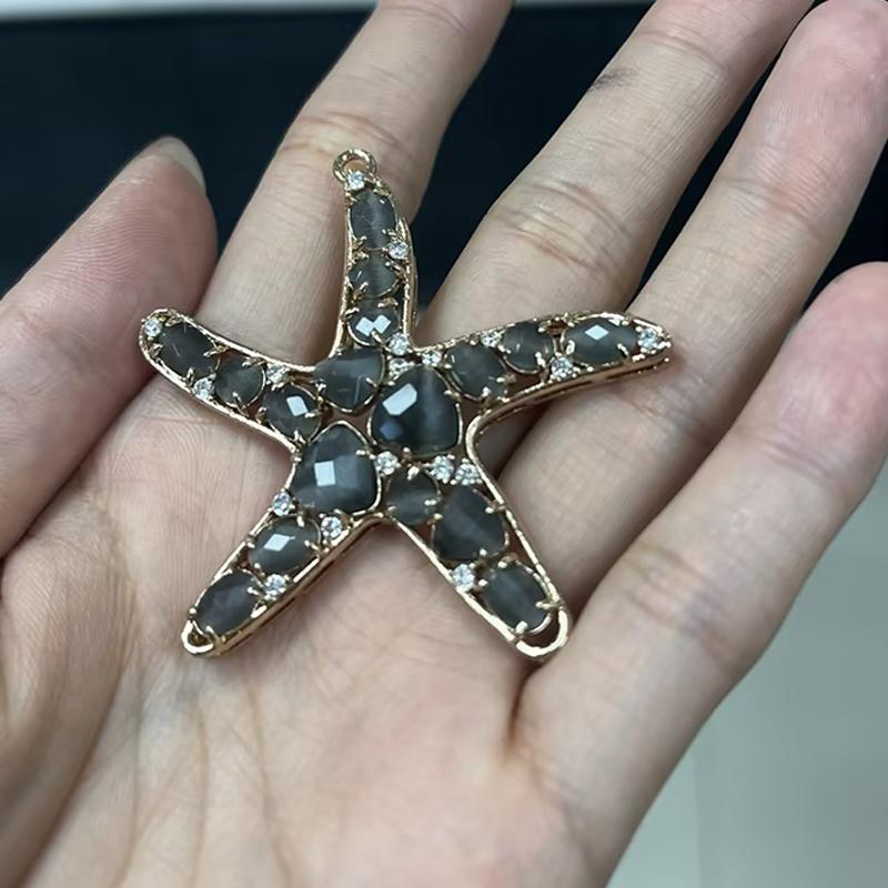 ZHUKOU 52x54mm pandantiv fashion Stea de mare din Cristal pentru femei Accesorii Handmade pentru Realizarea Colierelor Cercei model:VD417