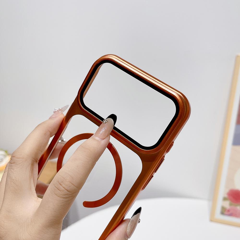 Support de téléphone de luxe plaqué avec support pour appareil photo pour iPhone 17 17Pro 17 Pro Max Pour Magsafe Magnétique Housse de protection en verre pour objectif