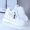 Fashion Women Sneakers High Platform Shoes 8cm Wedge Heels Outdoor Spring Autumn Leather Chunky Shoes Lace-up Casual Shoes Woman