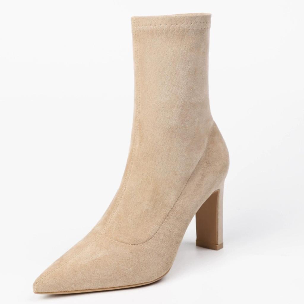 Thin Heel High Heel Short Boots Children's New Pointed Suede Elastic Thin Boots In Autumn and Winter 2025 Thin Tube Socks Boots