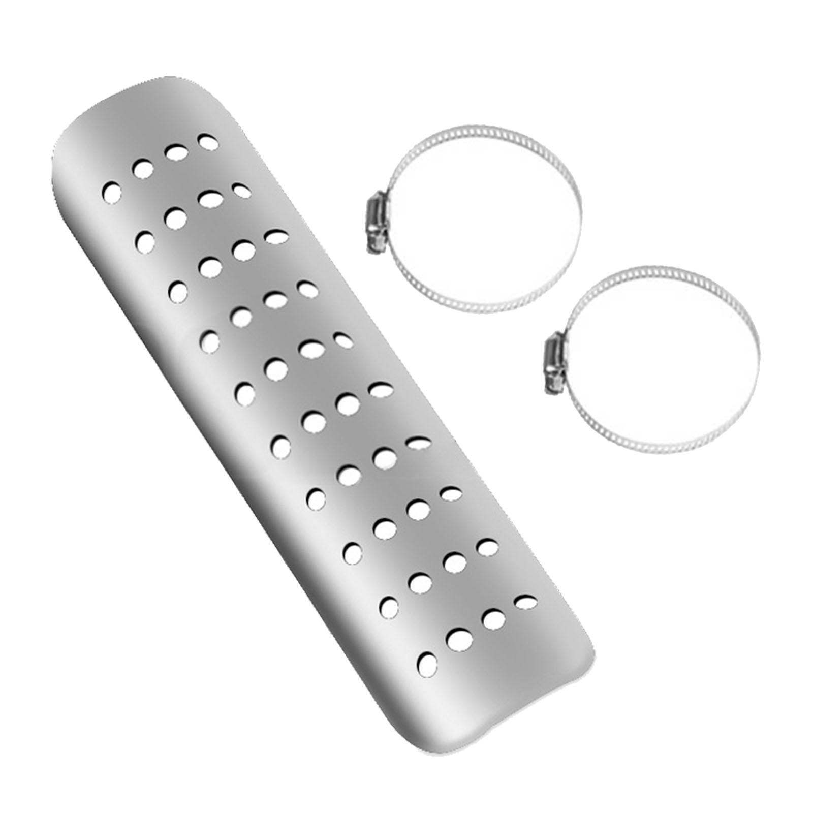 

Motorcycle Exhaust Heat Shield Motorcycle Accessory with 2 Clamps Stylish серебряный