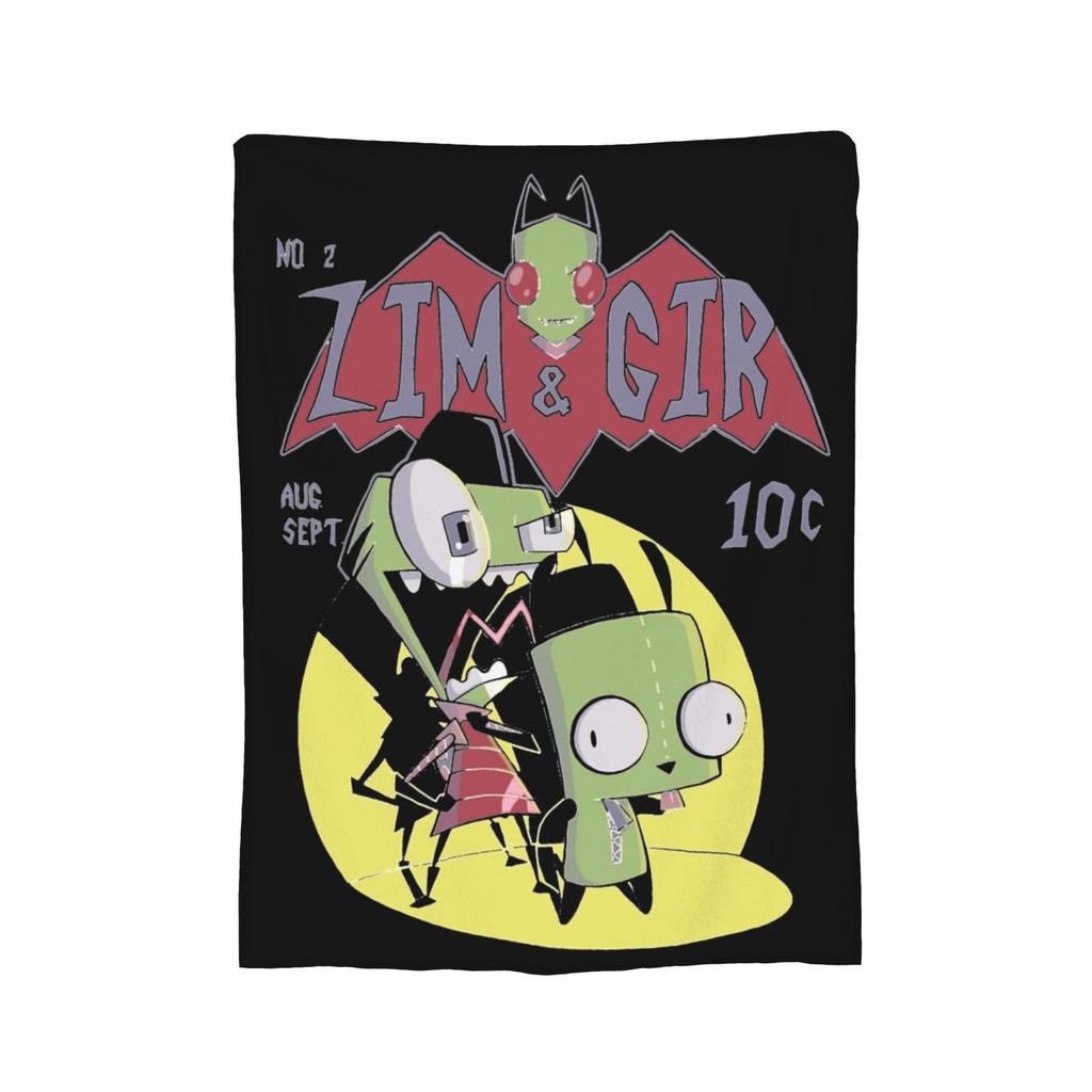 Invaders Zims Kawaii Cartoon Blanket Flannel Vintage Breathable Throw Blankets for Bedspread Summer,