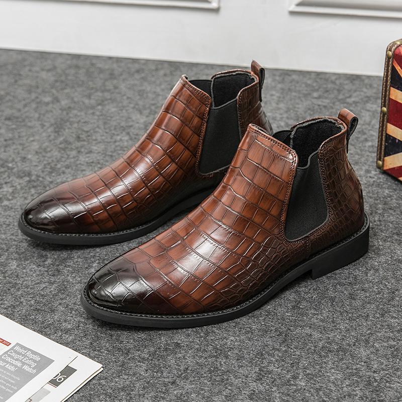 Fashion Fashion Men's British Style Slip-on Leather Boots Leather Chelsea Boots High Quality Handmade Business Casual Dress Ankle Shoes