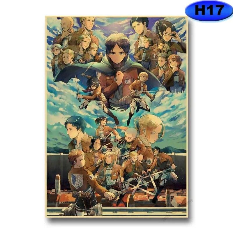 Attack on Titan Staffel 4 Poster Retro Kraftpapier Poster Wandaufkleber Home Anime Dekor Arbeitszimmer Bar Café Wandkunst Gemälde