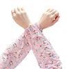 Ice Silk Arm Sleeves for Women, UV Sun Protection Cooling Sleeves with Floral Print, Loose Fit Elastic Cuffs Arm Covers for Cycling Driving Working