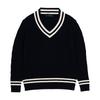 MANNERGRAM Preppy V-Neck Long-Sleeve Knit Navy