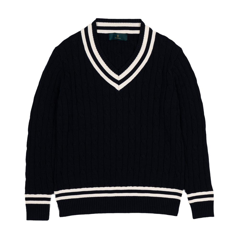 MANNERGRAM Preppy V-Neck Long-Sleeve Knit Navy