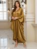 EDOLYNSA 2024 Eleganter Übergrößen-Kaftan Damen Retro V-Ausschnitt Fledermausärmel Langes Kleid Sexy Strand Badeanzug Überwurf Q1793-8783