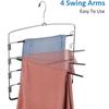 Pant Hanger 4-piece Set, Swing-arm Pants Rack, Space-saving Pant Hanger, 5-layer Non-slip Jeans Hanger