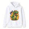 Kids Boys Girls Crewneck Hoodie Sweatshirt, Cool Angry T-Rex Dinosaur Printed Pullover Top with Fire Rawr Pattern, Casual Soft Long Sleeve Pullover