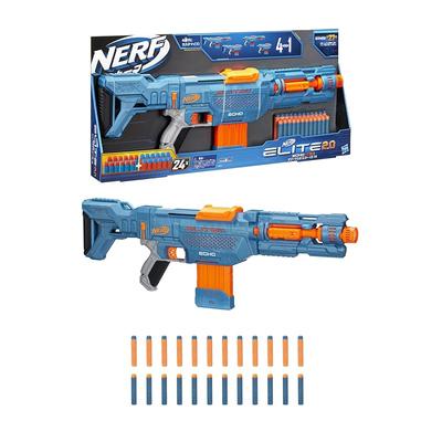 Hasbro Nerf Elite 2.0 Echo CS-10 Manual Blaster, Rapid Fire, Ages 8+, Includes 24 Official Darts + 10 Darts Clip, Detachable Stock & Barrel, Outdoor