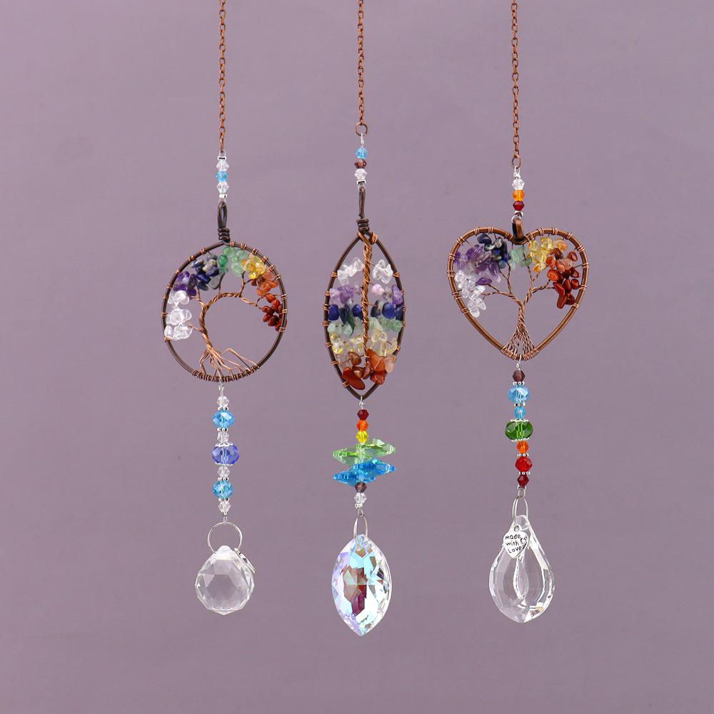 Seven-Color Tree of Life Sun Catcher 3-Piece Set - Home and Garden Hanging Ornament T119