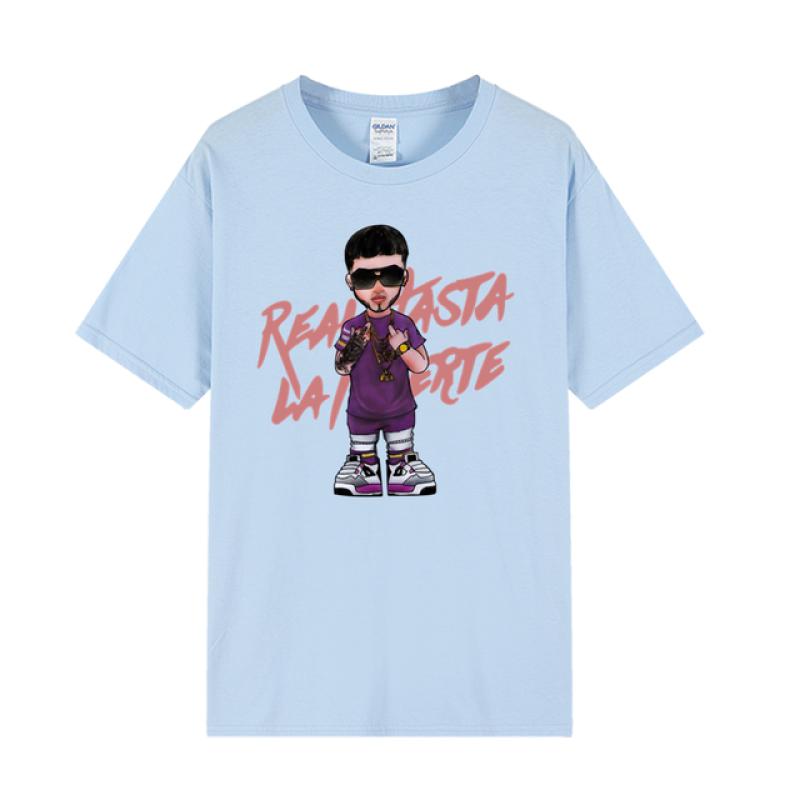 2023 летняя хлопковая футболка унисекс с принтом Anuel AA для пары Real Hasta La Muerte — фото 7