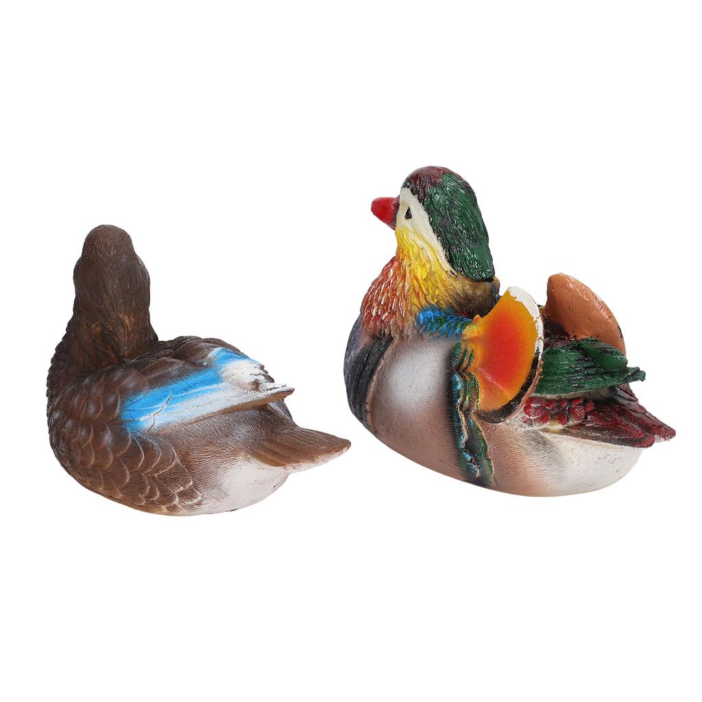 2PCS Floating Mandarin Statue Resin Cute Animal Decor Sculpture Ornament for Outdoor Garden Pond