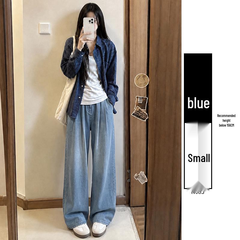 Women's Tencel Ice Silk High-Waist Summer Jeans - 2025 New, Thin, Straight, Elastic Waist, Narrow & Wide Leg Options