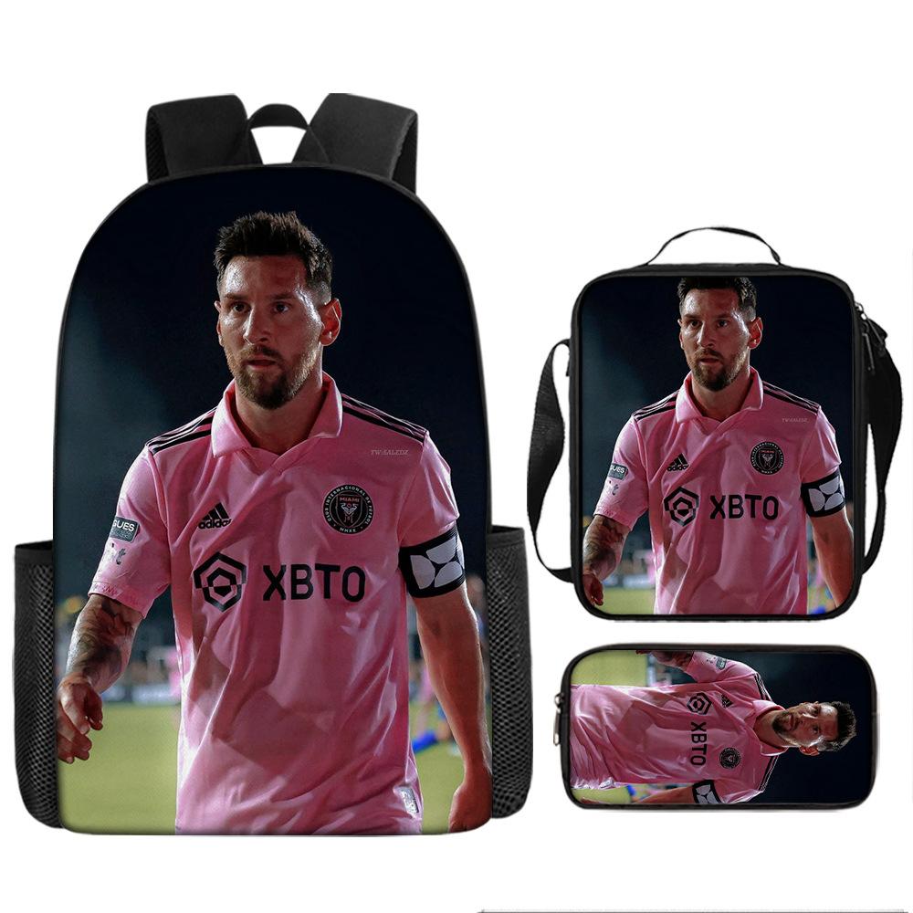 Football Schoolbag Three-Piece Backpack Pencil Bag Satchel Package Primary And Secondary School Students Schoolbag