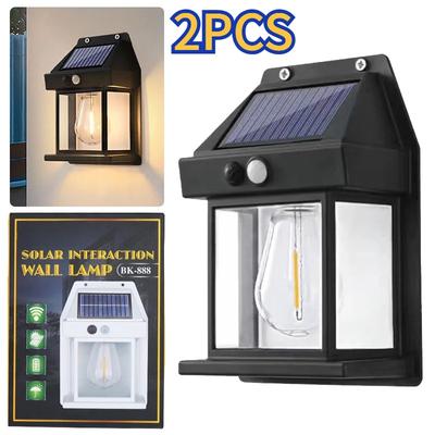 2PCS Solar Tungsten Wall Light Outdoor Intelligent Induction Tungsten Filament Lamp with Remote Control Garden Villa Lighting