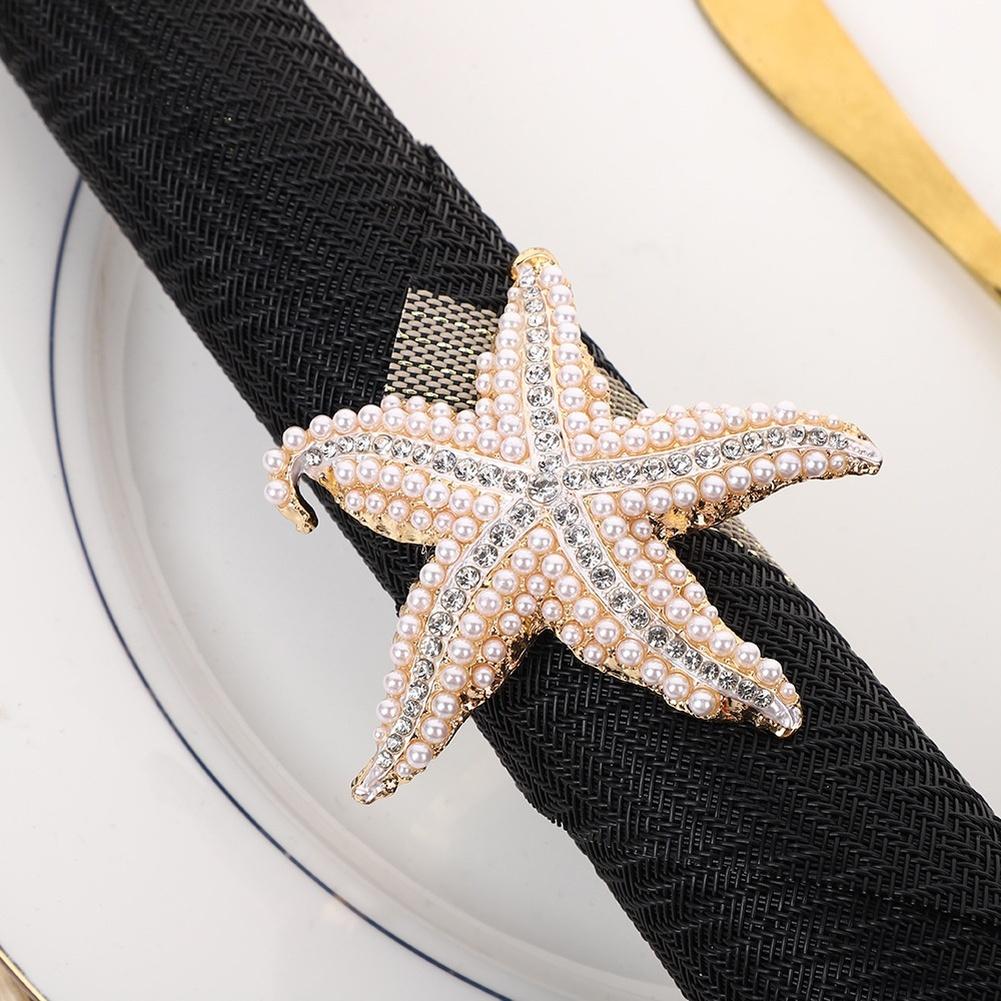 For Christmas Dinner European Table Decor Starfish Napkin Ring Wedding Reception Gold Starfish Zinc Alloy Construction