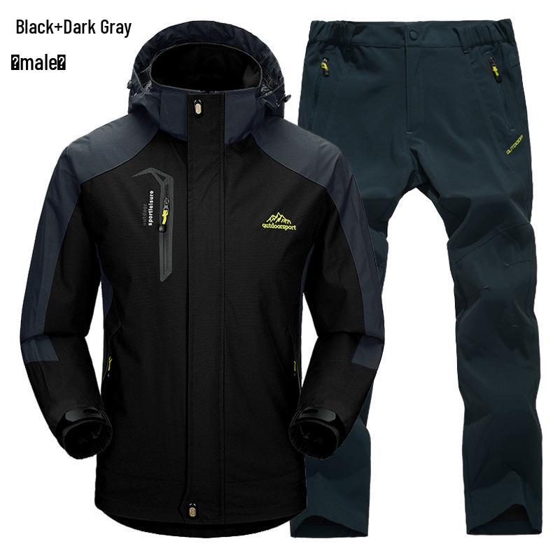 Outdoor Windbreaker Pants and Jacket Set for Men and Women - Windproof, Waterproof, Ideal for Spring/Autumn Hiking