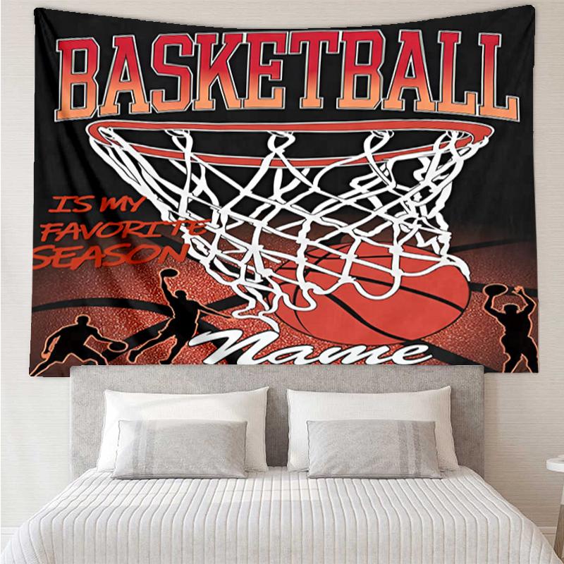 Custom Name basketball Print Tapestry, Backdrop, Easy Setup, Ideal for Bedroom, Office & Living Room, with Aesthetic Wall Hanging Decor.