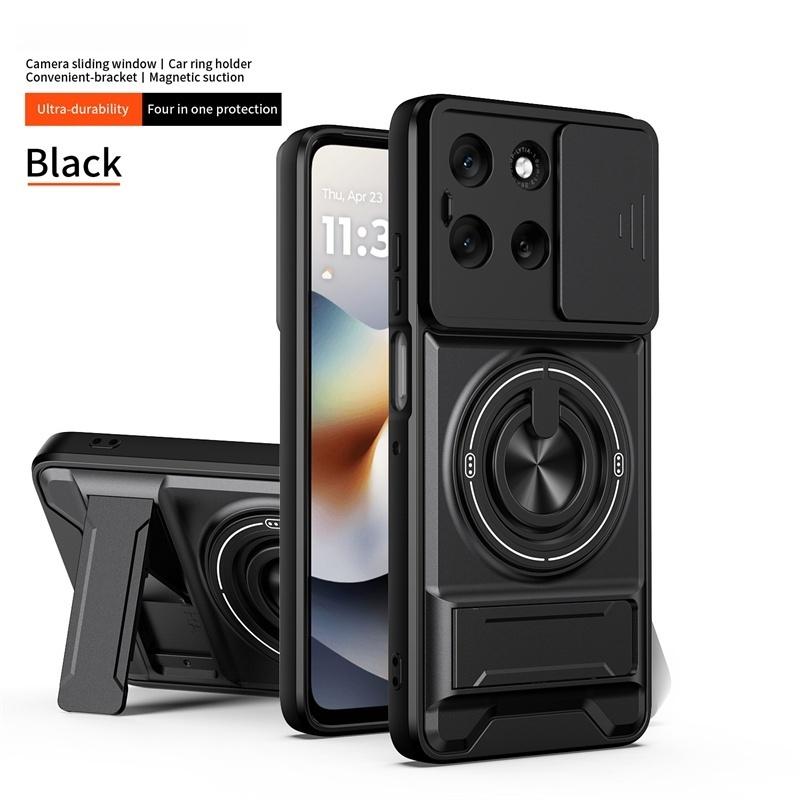 Armor Car Magnetic Ring Case For Motorola Moto G56 G86 G35 G55 G34 G54 G64 G84 G13 G23 G53 Lens Protect Cover Stand Holder Funda