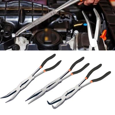 Enhanced Long Reach Pliers Needle Nose Pliers Straight 45° 90° Bent Tips Auto Care Kit Car Accessories