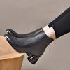 Modne jesienno-zimowe damskie krótkie buty Eleganckie na średnim obcasie Ocieplane botki damskie Skórzane z noskiem w szpic Szykowne botki