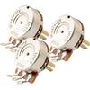 Musiclily Pro HD A250K Full Brass Inch Sized Fine 24-Spline Split Shaft Pot Audio Taper Potentiometers for Electric Guitar Bass (Set of 3)