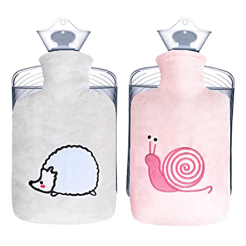 

TONGMO Hot Water Bottle with Cute Cover, 1.8L Capacity, Eco-Friendly, No Electricity Required, Soft, Warm, Cold Weather Item, Relieves Feet and Colds,