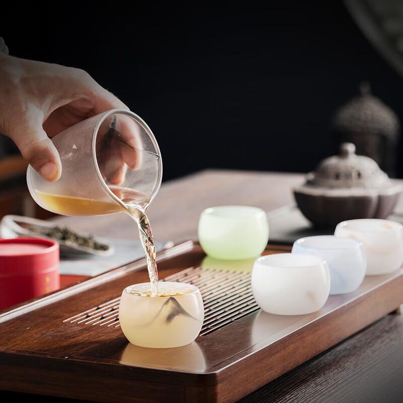 Ink Wash Style Glass Tea Cup