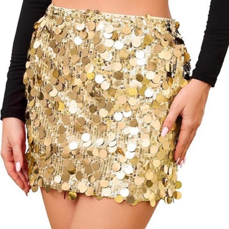 Minifalda Plateada con Lentejuelas de Cintura Alta para Mujer, Falda Corta Brillante para Fiesta y Club