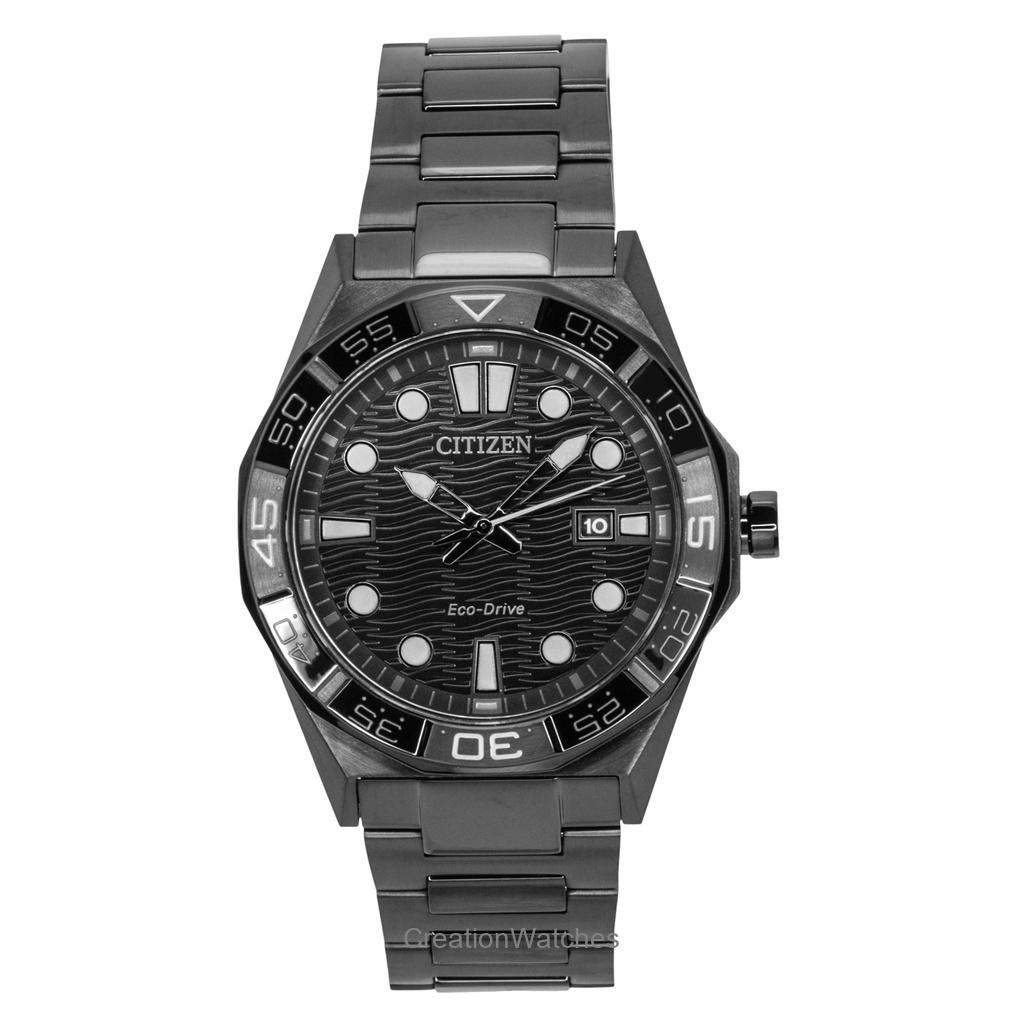 

Мужские часы Citizen Brycen из нержавеющей стали с черным циферблатом Eco-Drive AW1855-52E 100M чёрный