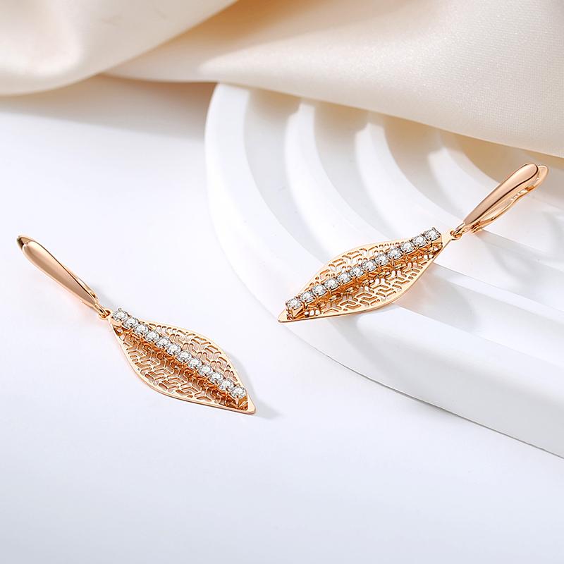 Kinel Shiny Natural Zircon Dangle Earrings For Women Rose Gold Color Long Earrings