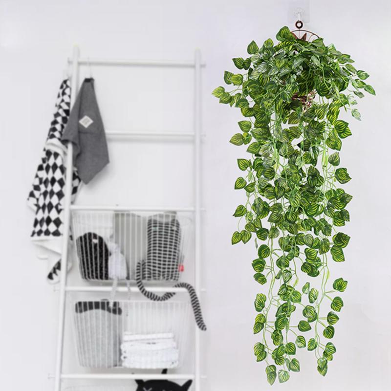 90cm Artificial Green Plant Wall Hanging Ivy Leaf Pothos Begonia Grape Vine Home Garden Wall Party Wedding Decoration