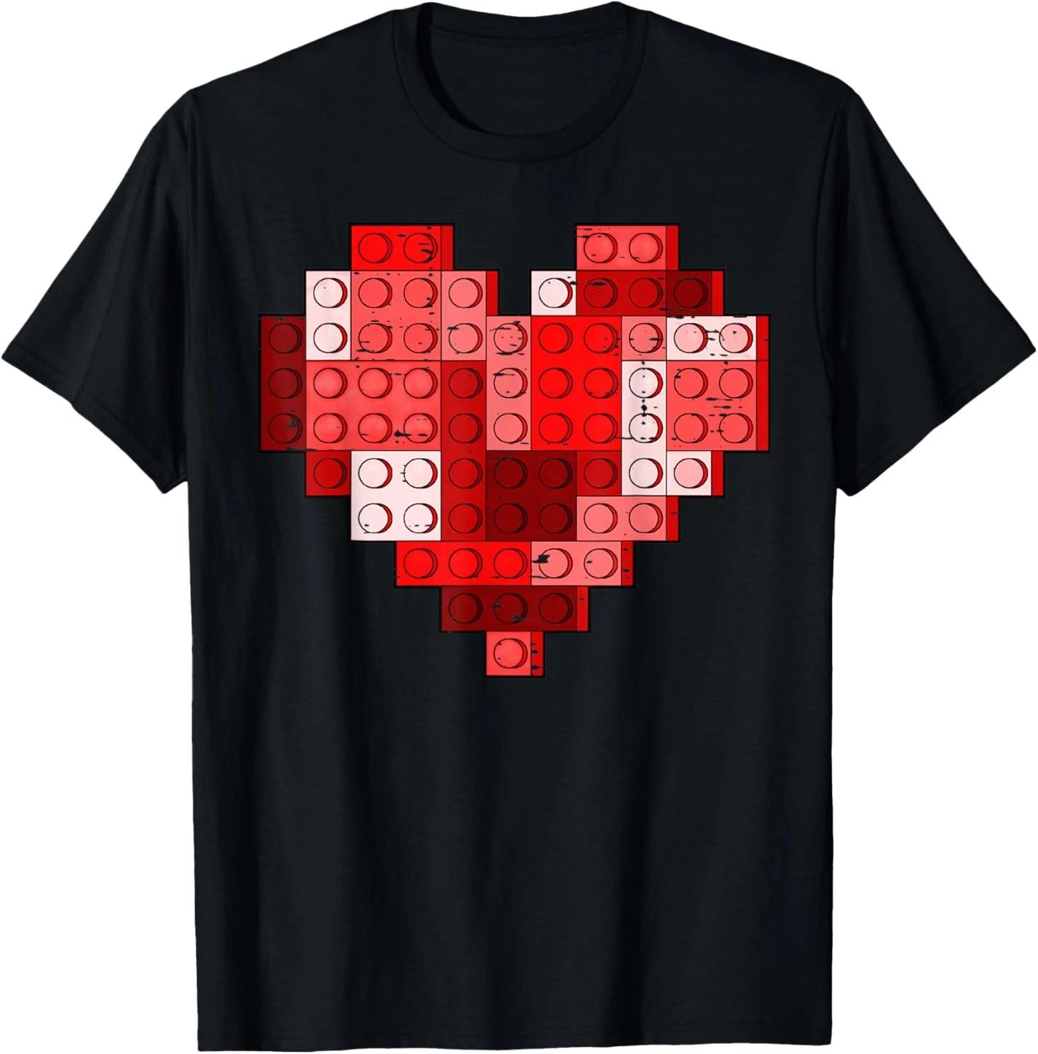 Valentines Day Heart Building Blocks Bricks Boys Kid Toddler T-Shirt 120