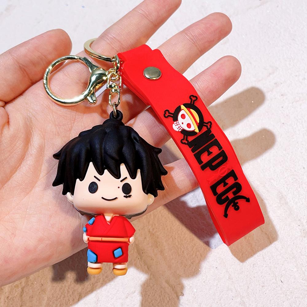 1/6 Piece One Piece Wano Country Q Edition 3D Silicone Keychain Set Luffy Joe Barcelona Bauthorpe Anime Character Bag Pendant
