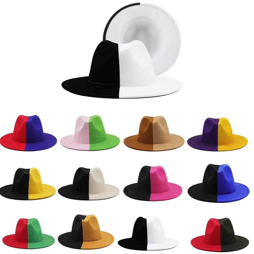 Popular European and American Classic Double-color Wide-brimmed Top Hat Men's and Women's Fashion OL Style Cowboy Hat Jazz Hat