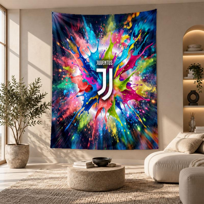Arazzo Decorativo, Arte da Parete Stampato Juventus FC, Appeso da Parete Leggero per Sfondo Camera da Letto