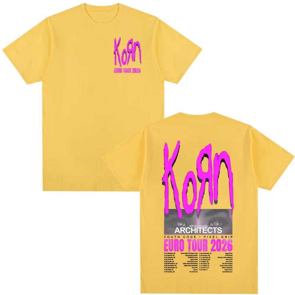 2026 Korn Tour Merch T Shirt Fan Gifts Metal Gothic Rock Band T Shirts Men Women Clothing Cotton Oversized Short Sleeve T-shirt Casual Tee Top